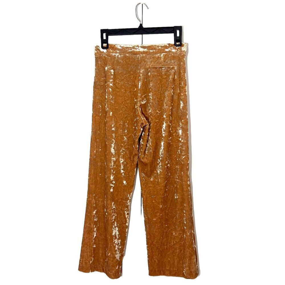 Staud Pants‎ Crushed Velvet Cropped Yellow Drawstring Joggers Lounge Cozy - Picture 2 of 6